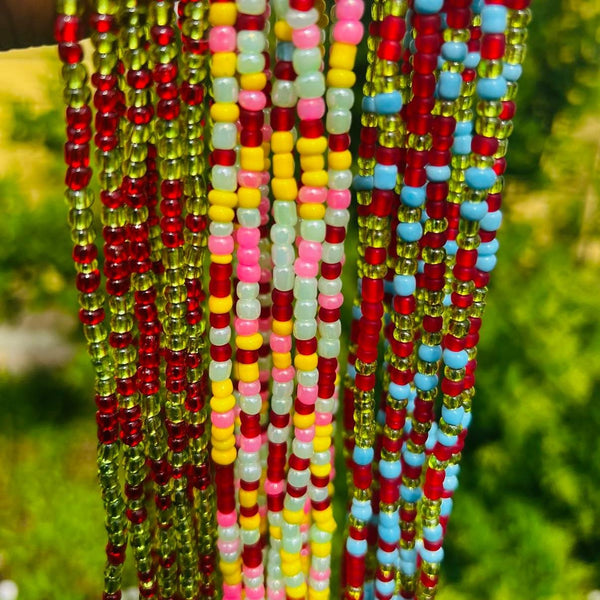 Touch of Red tie on Waist beads for all sizes