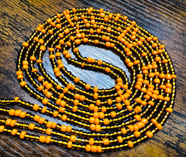 Orange and Brown Mix Waist Beads