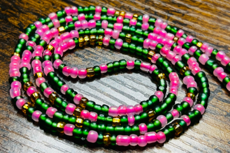 Pink and Green Mix Waist Beads