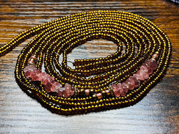 strawberry quartz waist beads