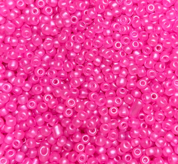 metallic pink seed beads