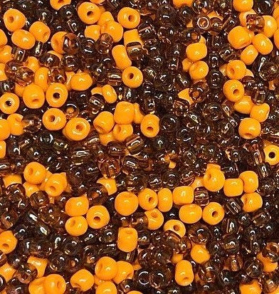 brown and orange seed beads