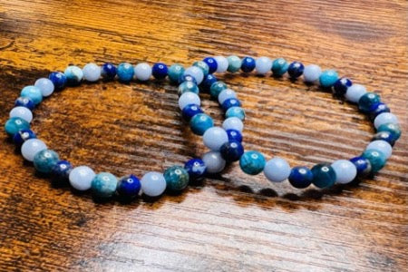 Angelite, Apatite, and Lapis Lazuli Energy Bracelet