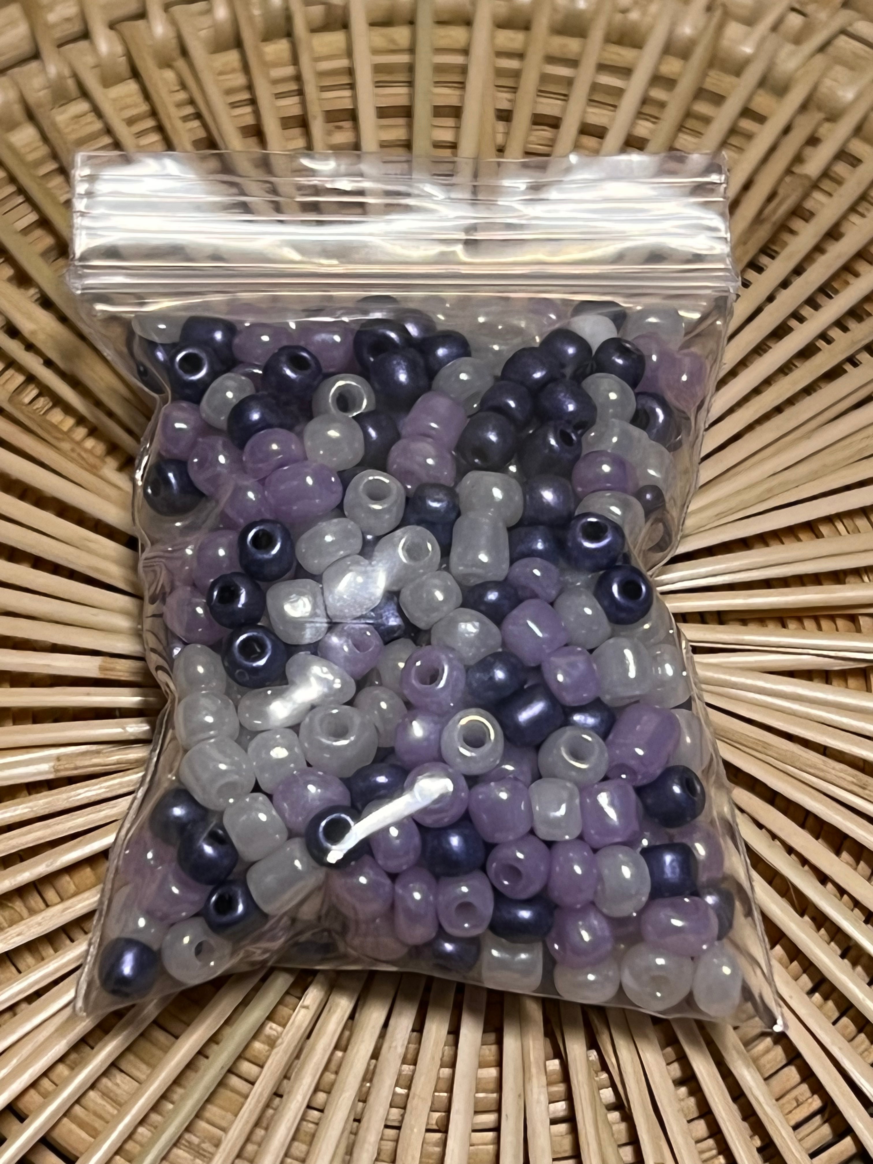 White and purple seed beads