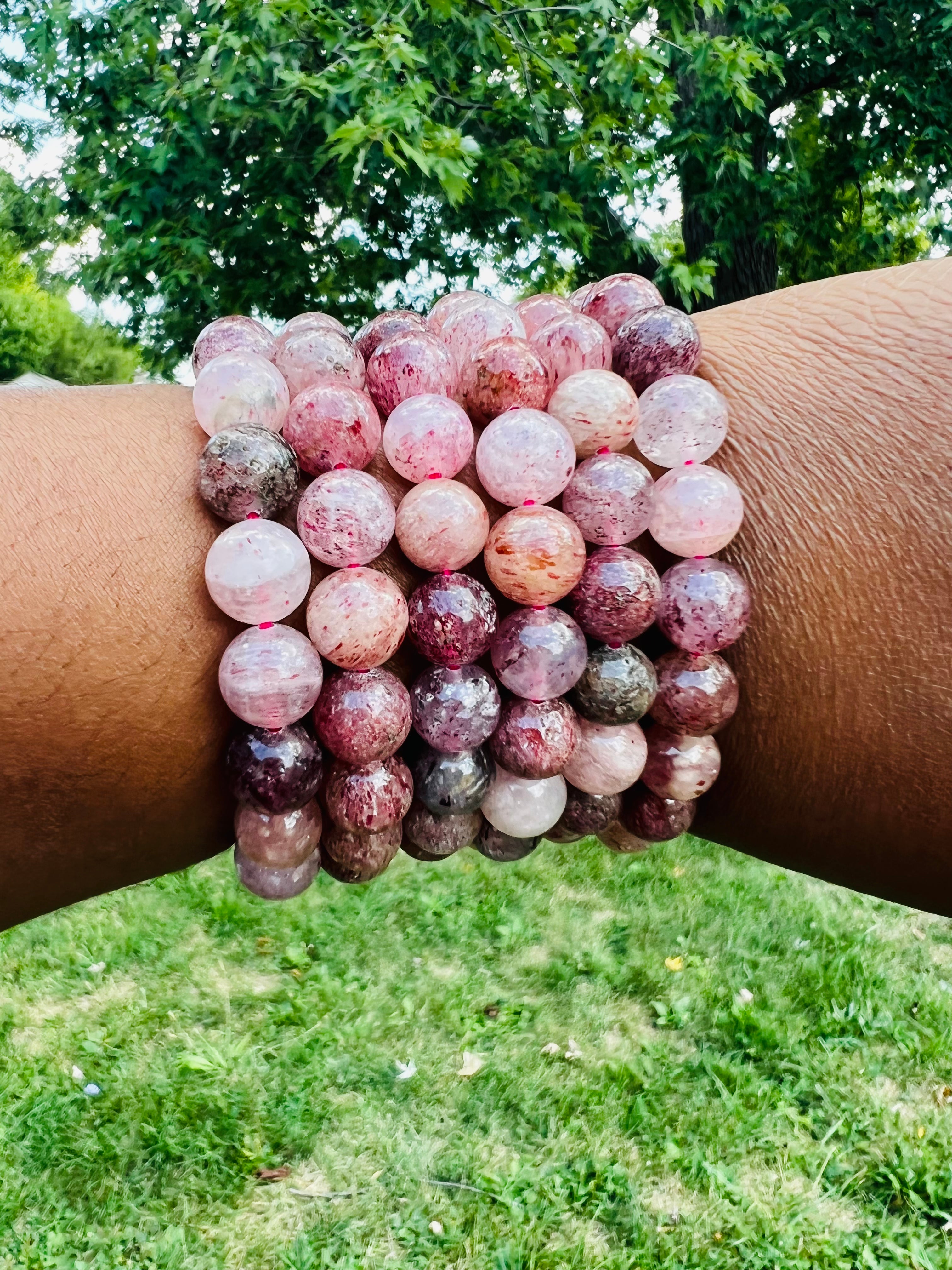 Heart Chakra Strawberry Quartz Energy Bracelet